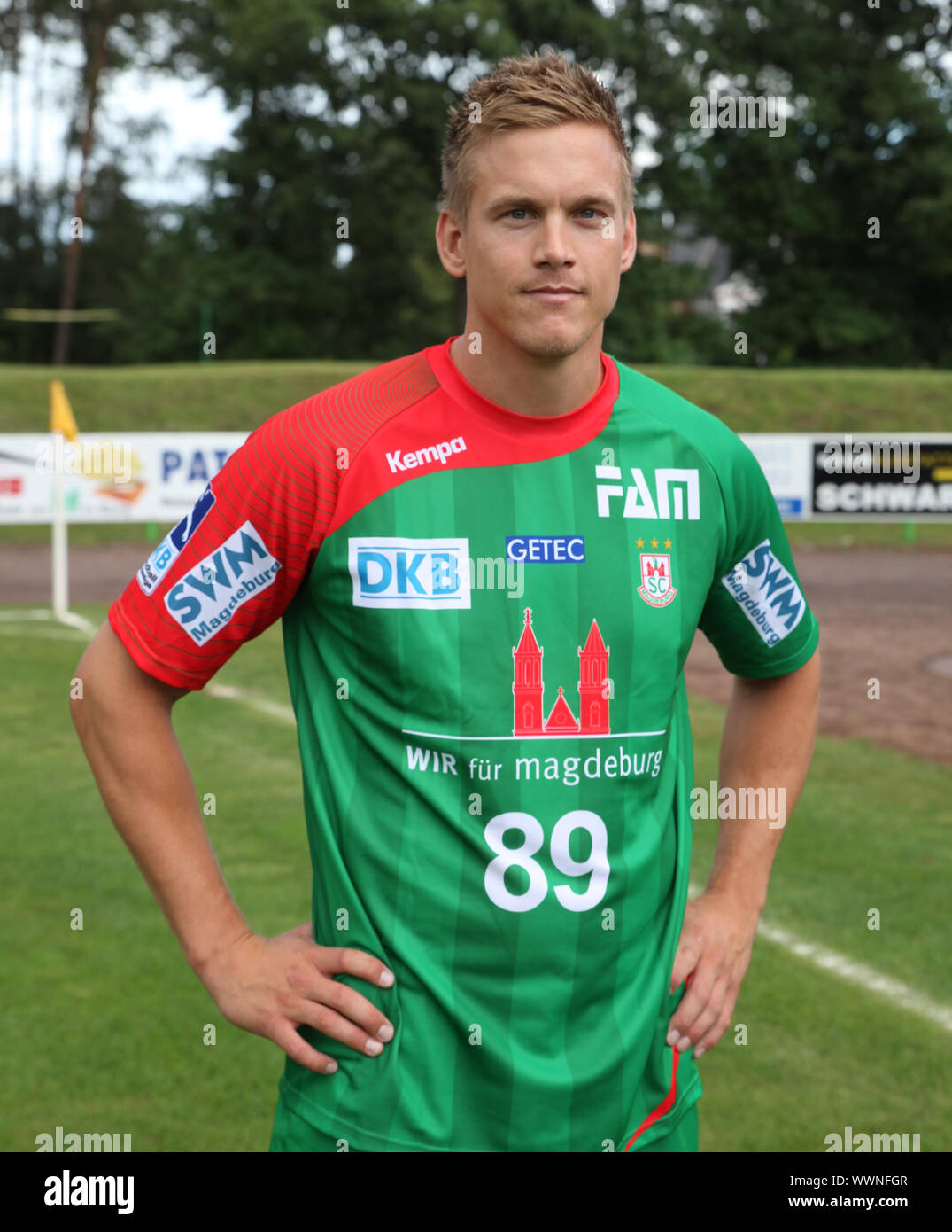 Handballspieler norwegischer Espen Lie Hansen -Saison 2014/15 SC Magdeburg, en Nationalspieler Norwegen Banque D'Images