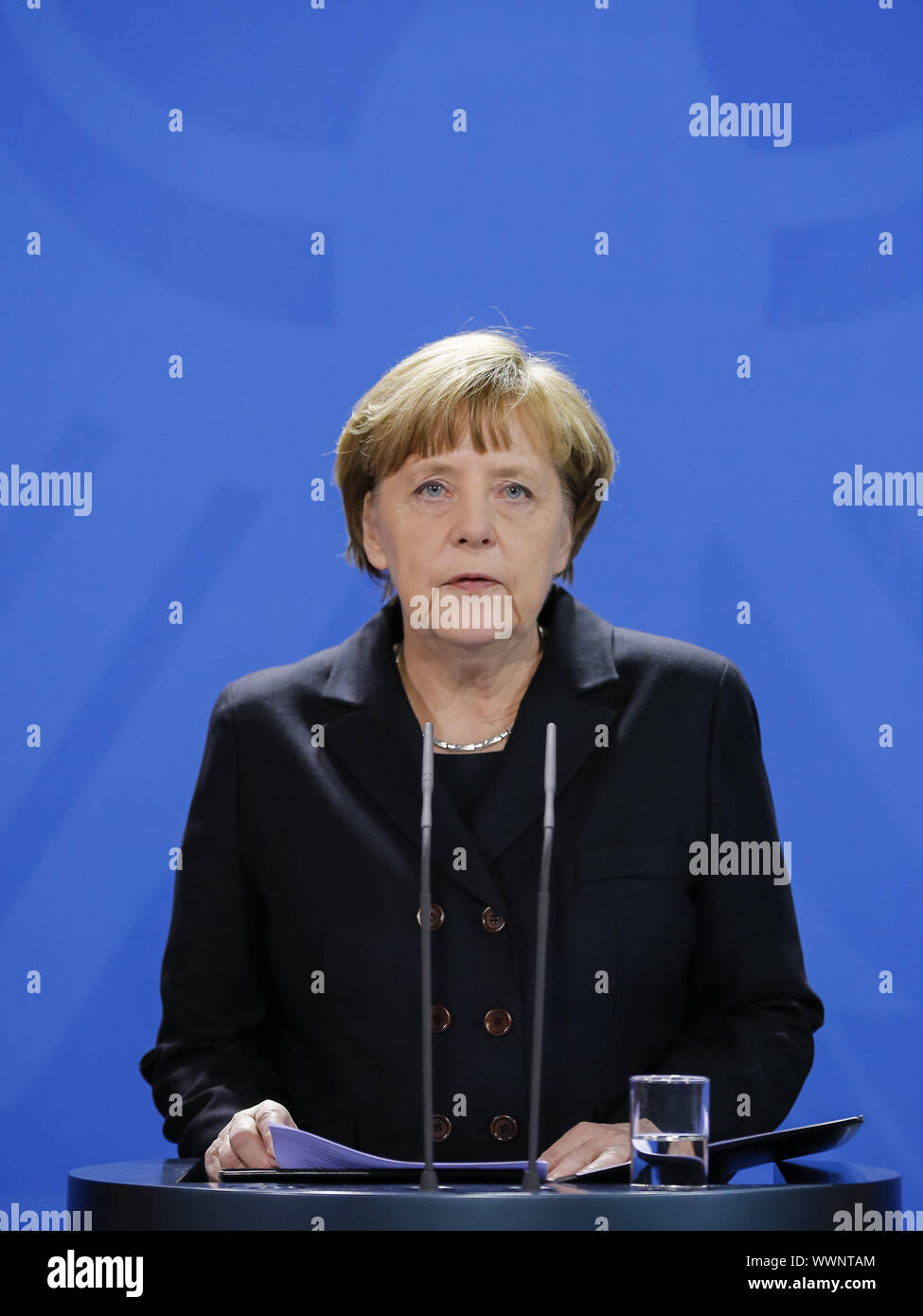 Déclaration de Merkel sur le premier résultat de l'enquête de l'accident d'avion d'air Banque D'Images