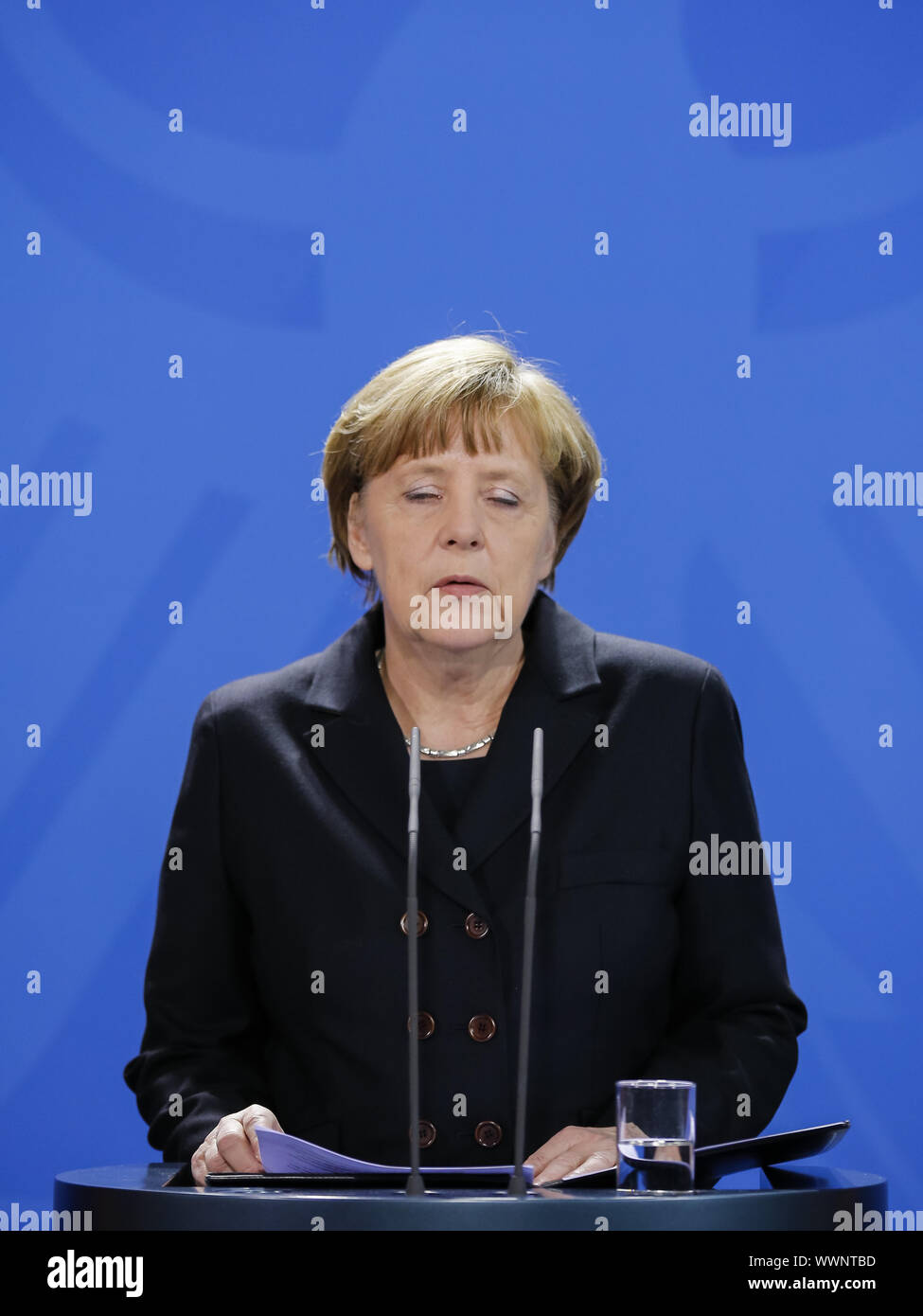 Déclaration de Merkel sur le premier résultat de l'enquête de l'accident d'avion d'air Banque D'Images