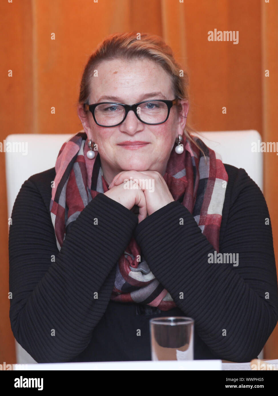 Katrin Budde pays et leader du SPD en Saxe-anhalt un SPD politique parler à Magdebourg Banque D'Images