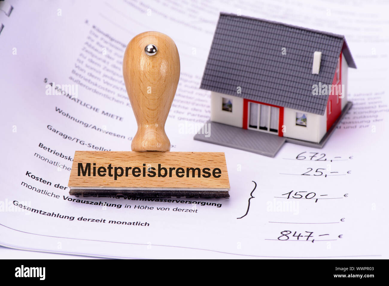 Prix de location avec frein tampon sur contrat de location Banque D'Images