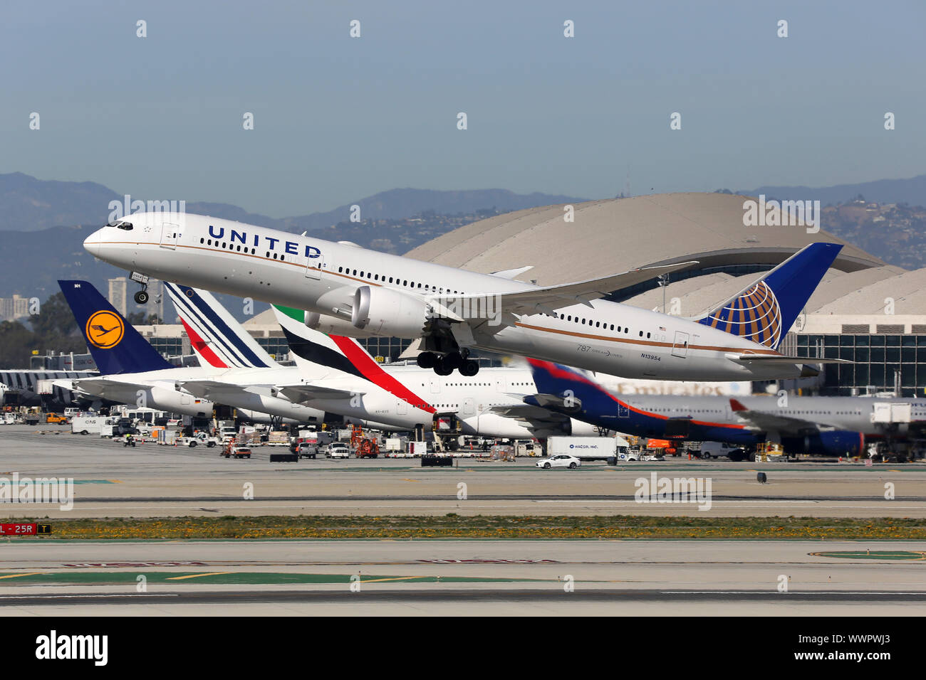 United Airlines Boeing 787-9 avion Los Angeles Airport Banque D'Images