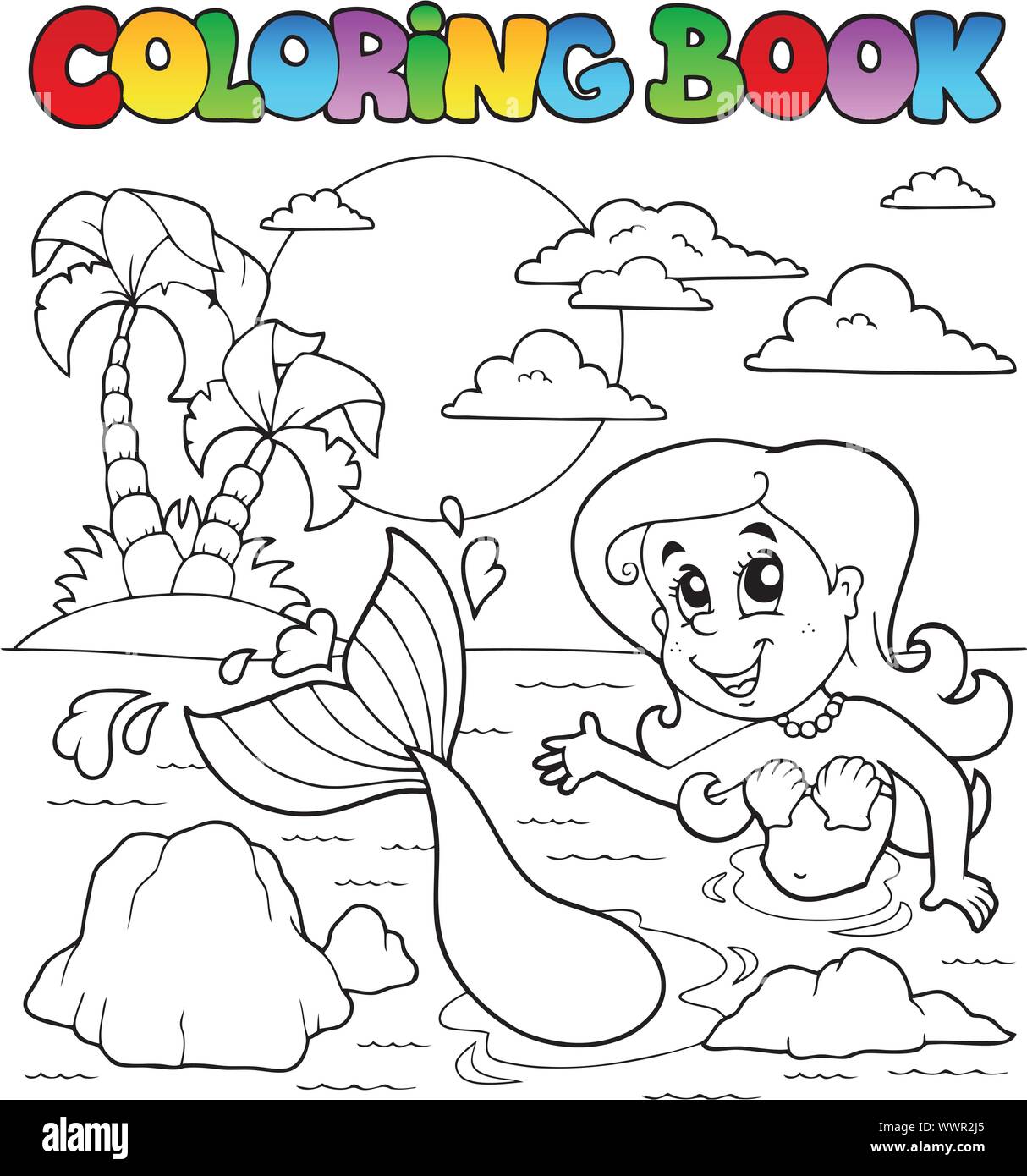 L'océan livre de coloriage et mermaid 2 Illustration de Vecteur
