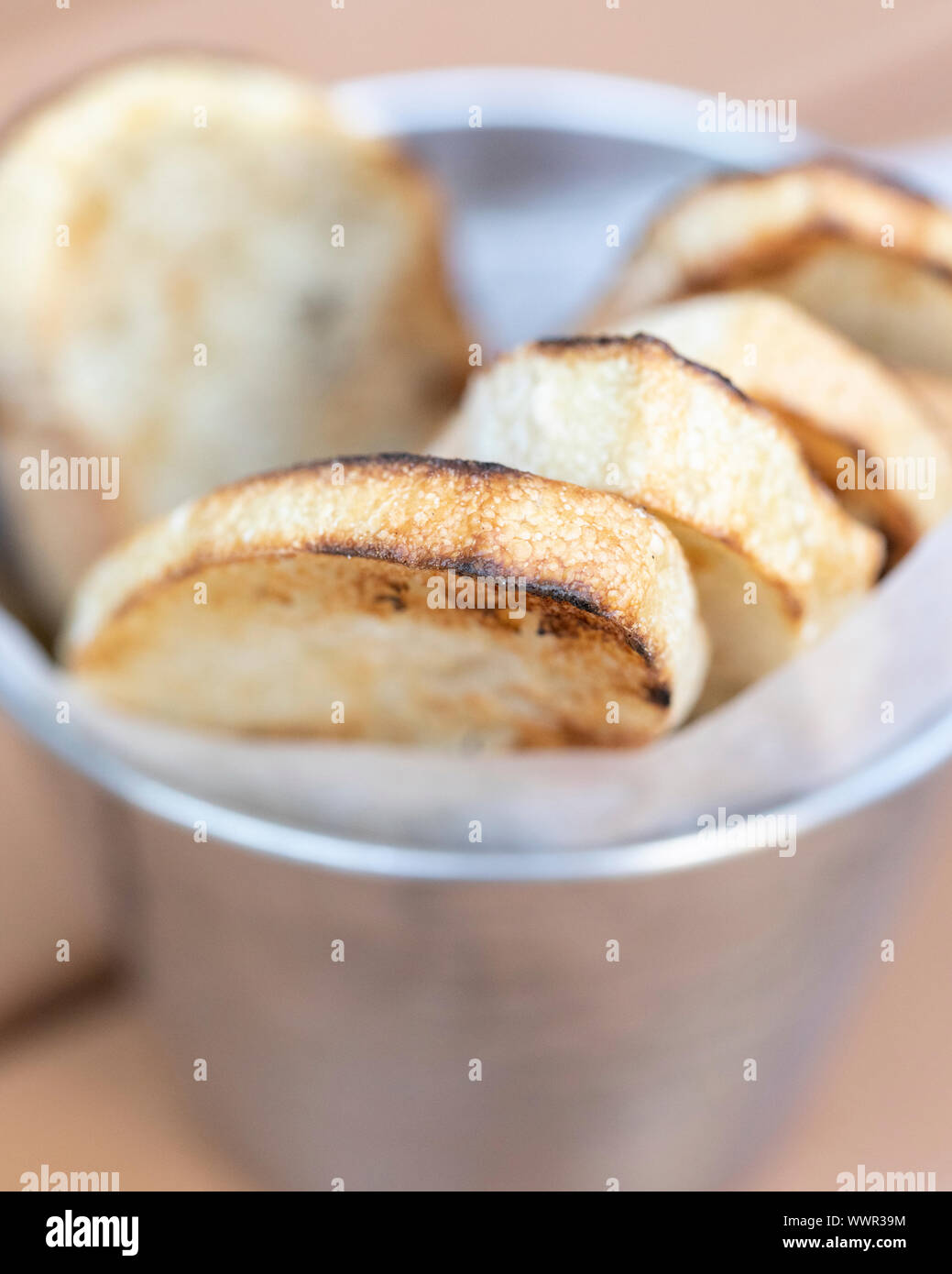 Close up de petits croûtons de pain apéritif Banque D'Images