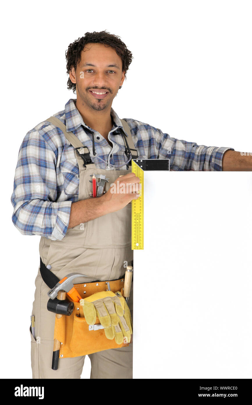 Carpenter s'en panneau vierge Banque D'Images