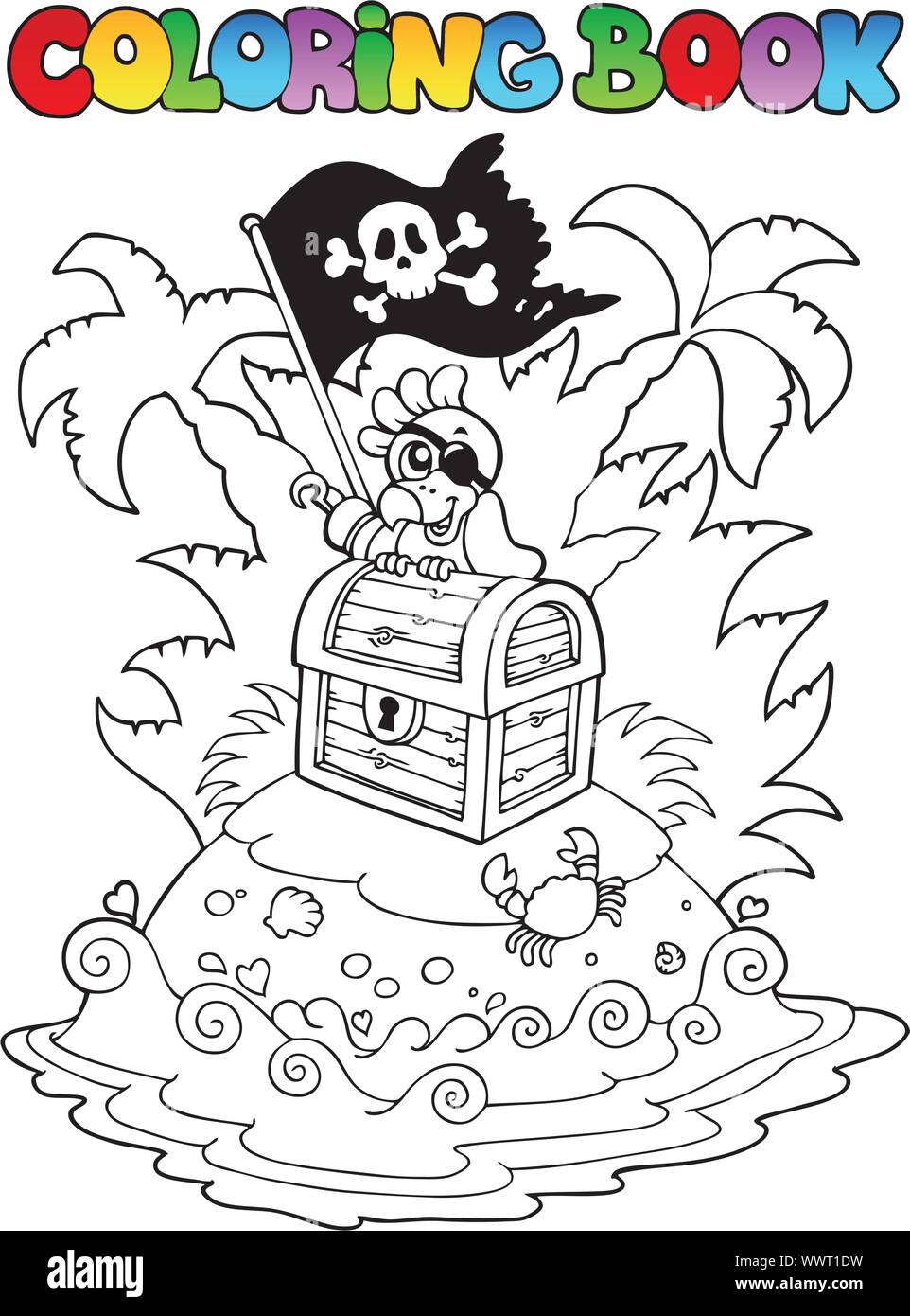 Livre à colorier pirate thème 3 Illustration de Vecteur