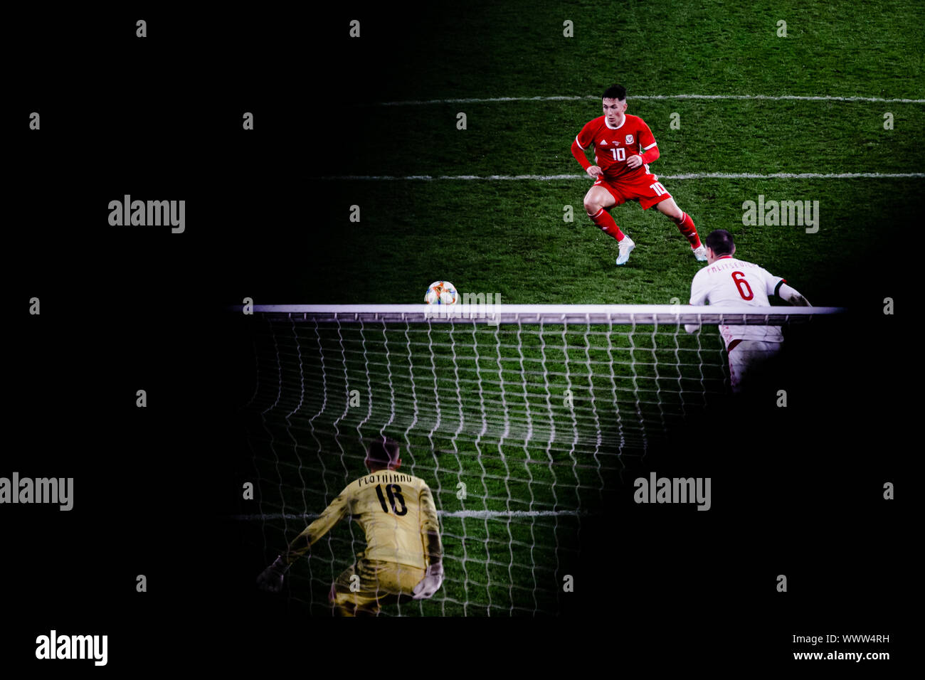 Fan de football gallois Culture - le mur rouge - le Pays de Galle contre la Biélorussie, le lundi 9 septembre 2019, Cardiff City Stadium, le Pays de Galles Banque D'Images