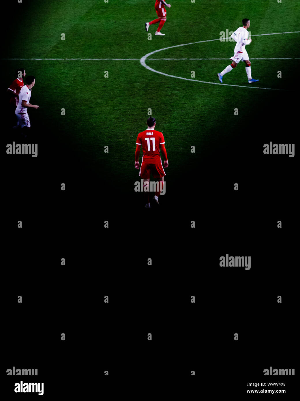 Fan de football gallois Culture - le mur rouge - Gareth balle pendant le Pays de Galle contre la Biélorussie, le lundi 9 septembre 2019, Cardiff City Stadium, le Pays de Galles Banque D'Images