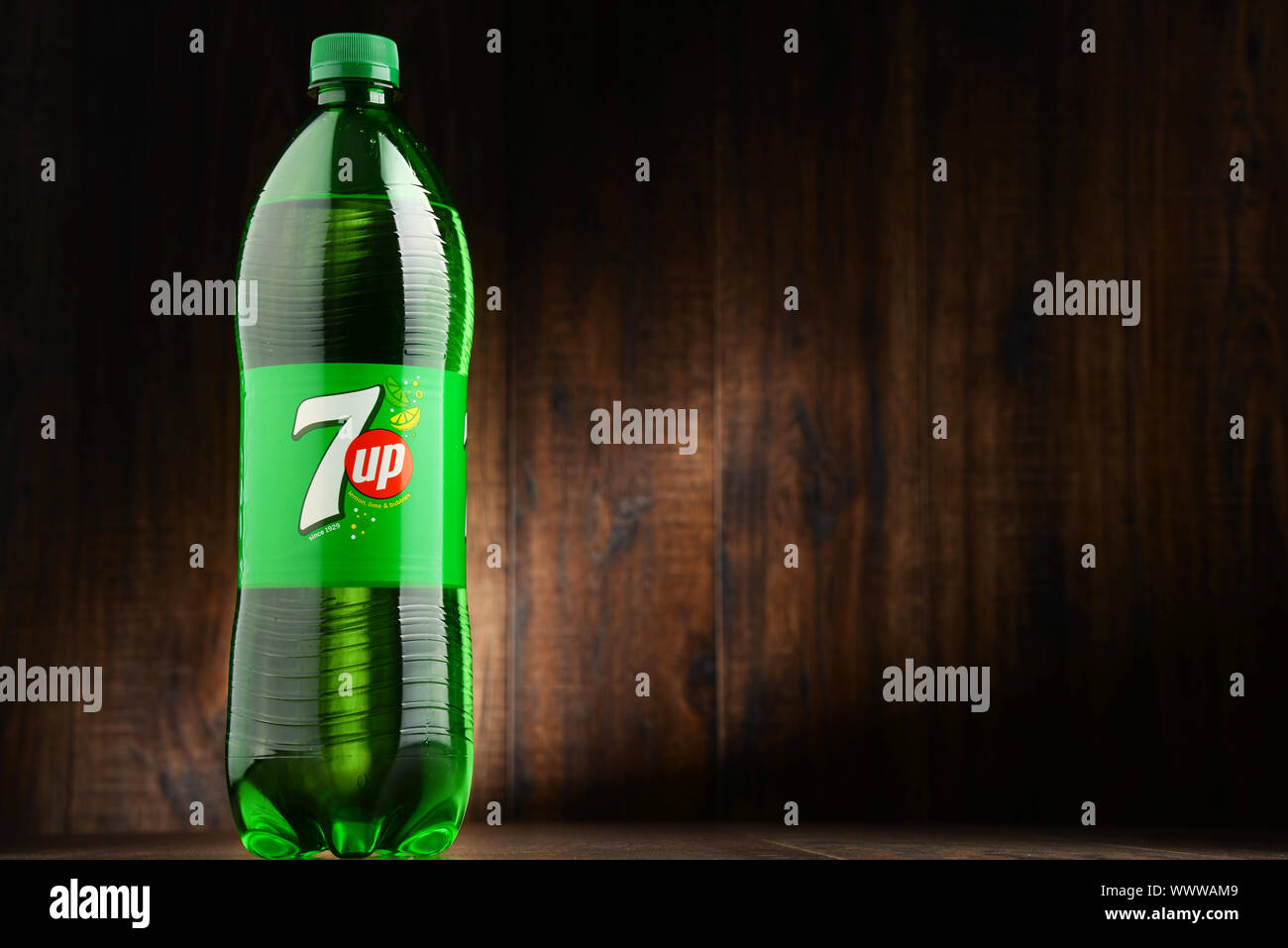 7 Up est une marque de boisson gazeuse fabriquée par Dr Pepper Snapple Group Banque D'Images