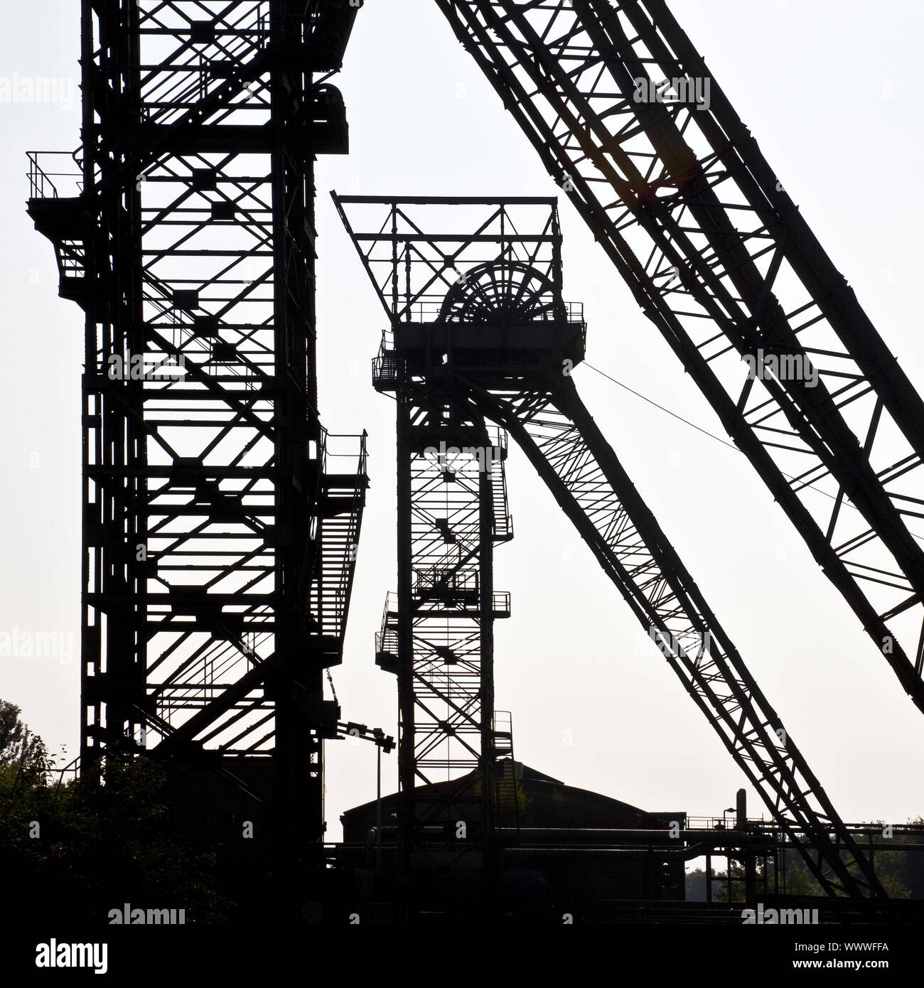Les deux headframes de la mine Auguste Victoria 1/2 de l'arbre, de la Marne, Région de la Ruhr, Allemagne, Europe Banque D'Images
