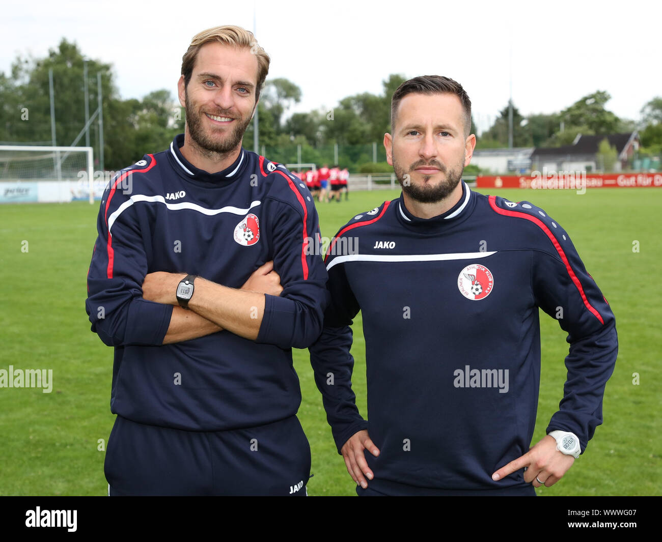 Co-managers Ronny Emmel et entraîneur Markus Zschiesche ( tous les Berliner AK) Banque D'Images