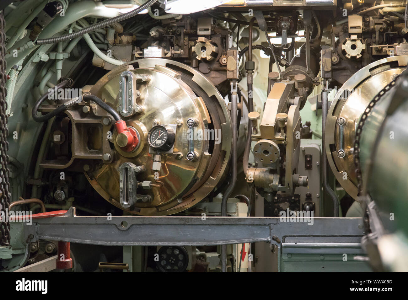 New York, USA - 11 juin 2019 : l'intérieur du sous-marin USS Growler. Prix torpille Banque D'Images