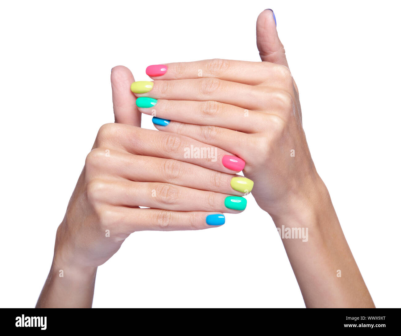 Les doigts avec des ongles manucure fantaisie isolé sur fond blanc Photo  Stock - Alamy