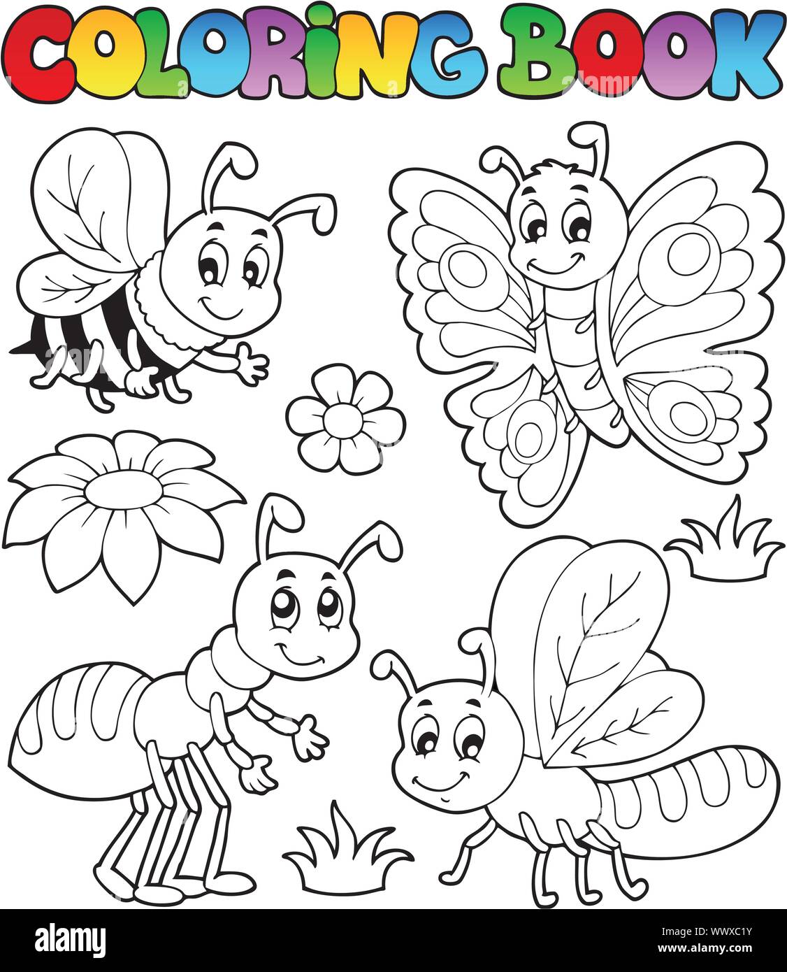 Livre de coloriage mignon bugs 2 Illustration de Vecteur