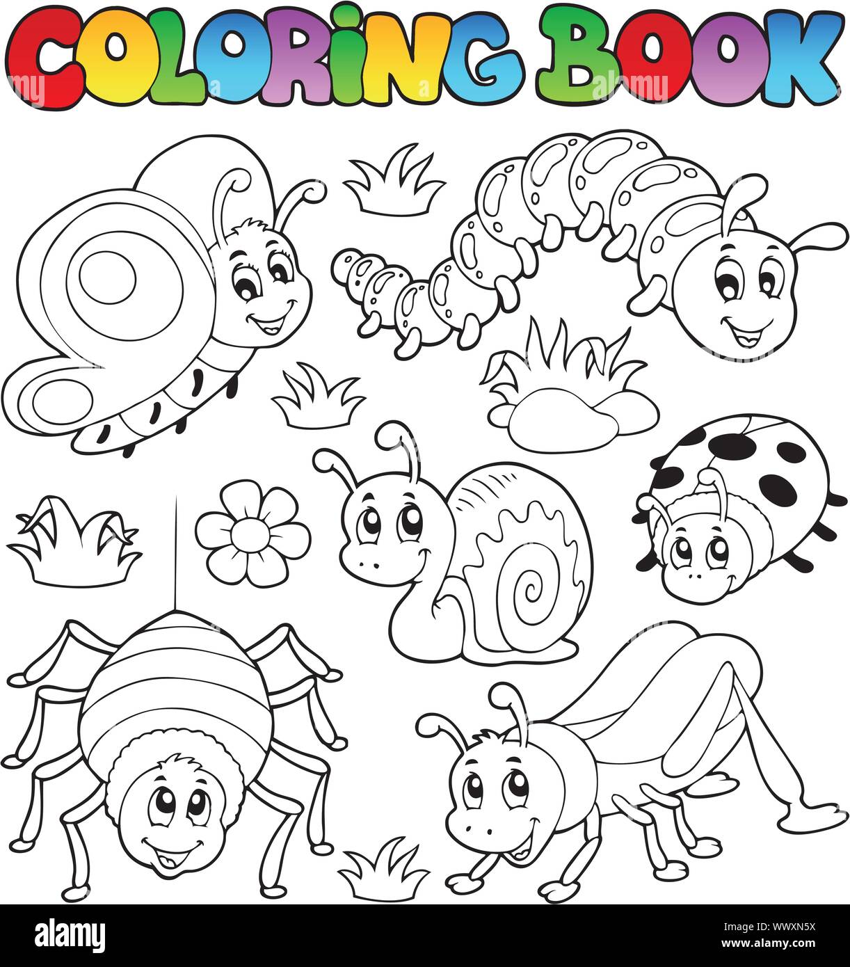 Livre de coloriage mignon bugs 1 Illustration de Vecteur