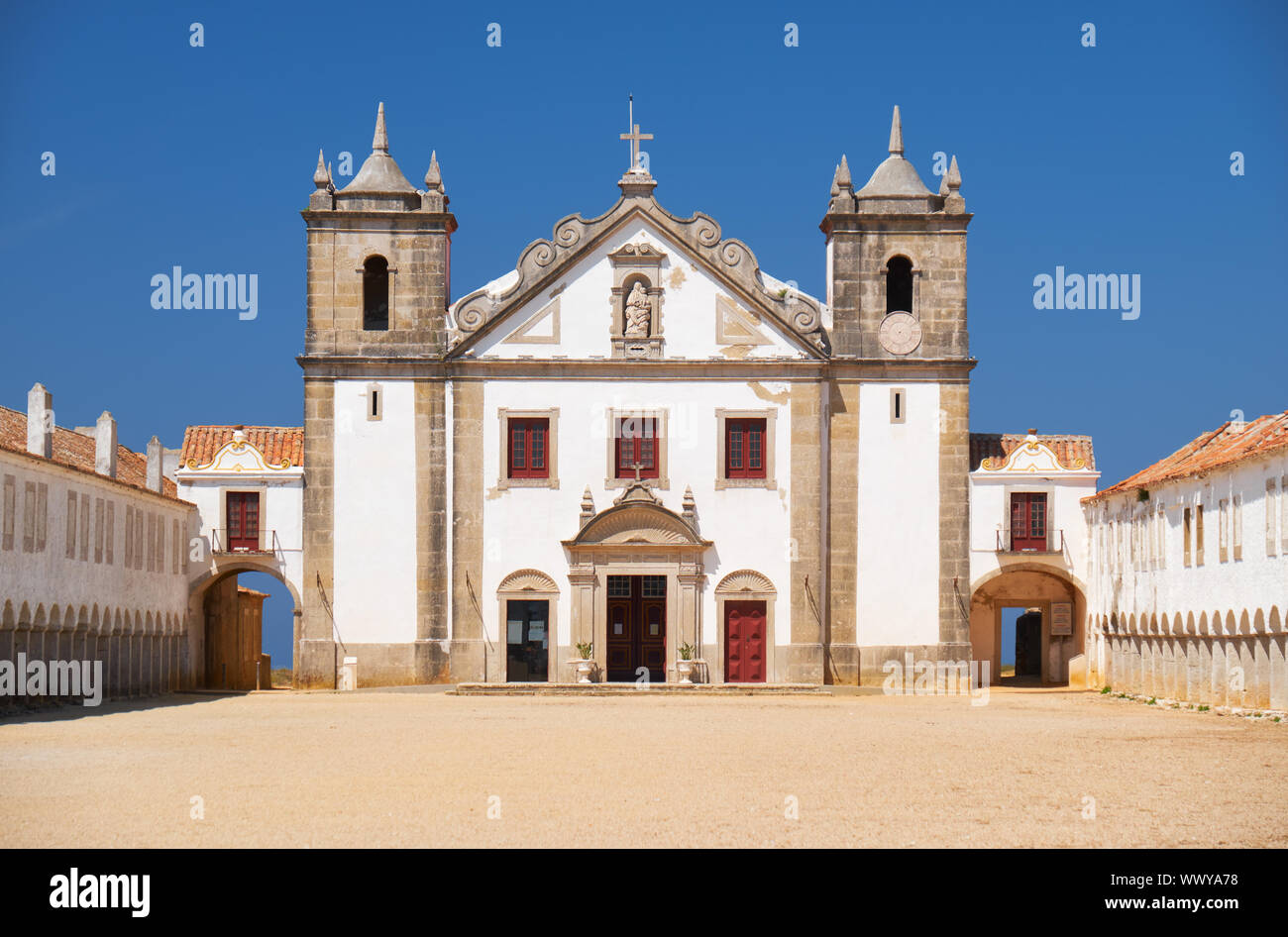 Le 15e siècle Notre Dame du cap ou l'église de Nossa Senhora do Cabo Espichel, près du cap, Portugal Banque D'Images