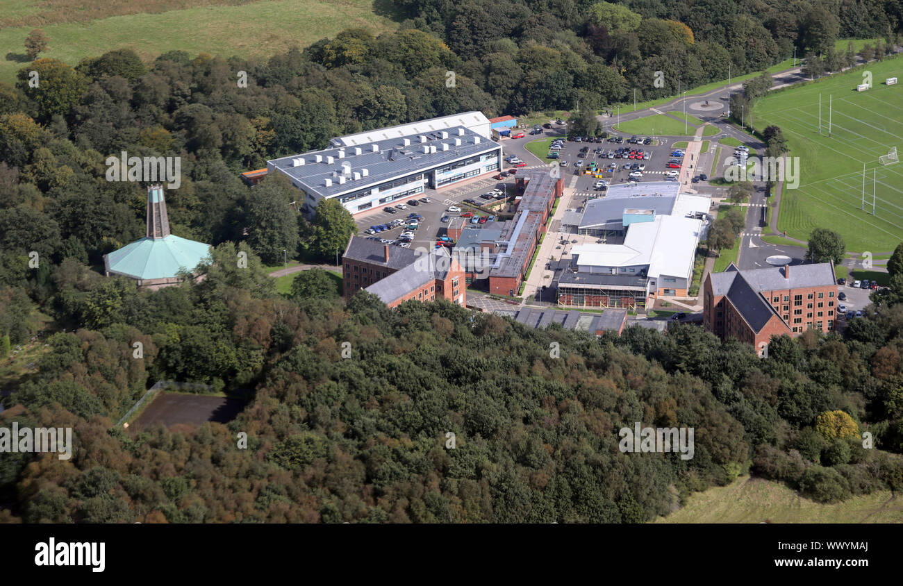 Vue aérienne de Hopwood Hall College, Middleton, Greater Manchester, UK Banque D'Images