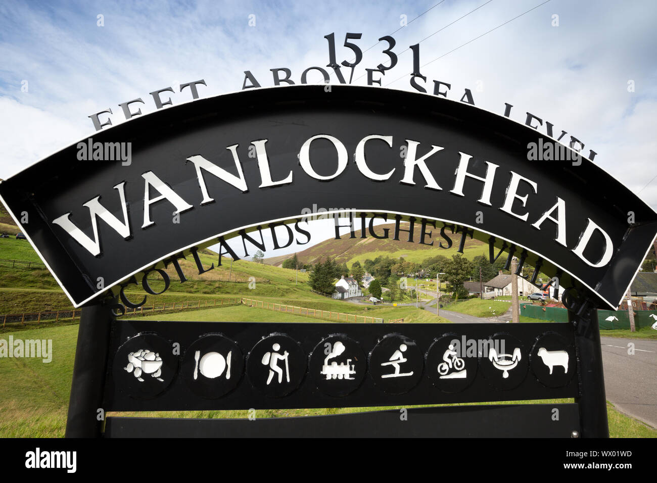 Wanlockhead le plus haut village de l'Écosse et le Royaume-Uni à 1531 pieds au-dessus du niveau de la mer Banque D'Images