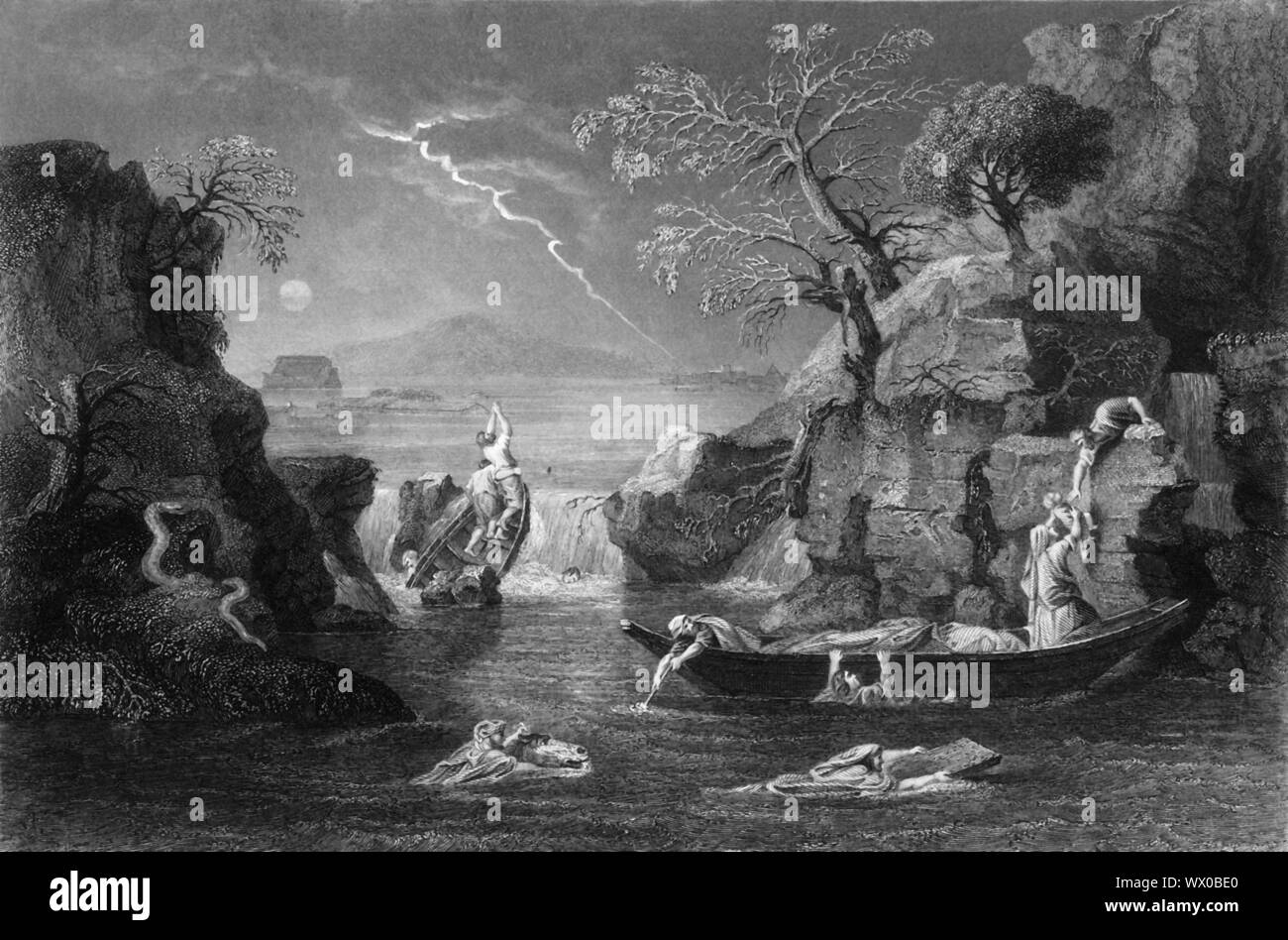 "Le même jour ont été toutes les sources du grand abîme jaillirent, et les écluses des cieux furent ouverts', milieu du 19ème siècle. Scène biblique, à partir de Moïse 7 : 11 : 'et après sept jours, le déluge est venu sur la terre. L'an six cent de la vie de Noé, le dix-septième jour du deuxième mois, toutes les sources du grand abîme jaillirent, et les écluses des cieux s'ouvrirent. Et la pluie tomba sur la terre quarante jours et quarante nuits. Dieu envoie une inondation - les seuls survivants sur Terre sont Noé et sa famille. Le reste de la population essaie désespérément d'échapper à la ri Banque D'Images "Le même jour ont été toutes les sources du grand abîme jaillirent, et les écluses des cieux furent ouverts', milieu du 19ème siècle. Scène biblique, à partir de Moïse 7 : 11 : 'et après sept jours, le déluge est venu sur la terre. L'an six cent de la vie de Noé, le dix-septième jour du deuxième mois, toutes les sources du grand abîme jaillirent, et les écluses des cieux s'ouvrirent. Et la pluie tomba sur la terre quarante jours et quarante nuits. Dieu envoie une inondation - les seuls survivants sur Terre sont Noé et sa famille. Le reste de la population essaie désespérément d'échapper à la ri Banque D'Images