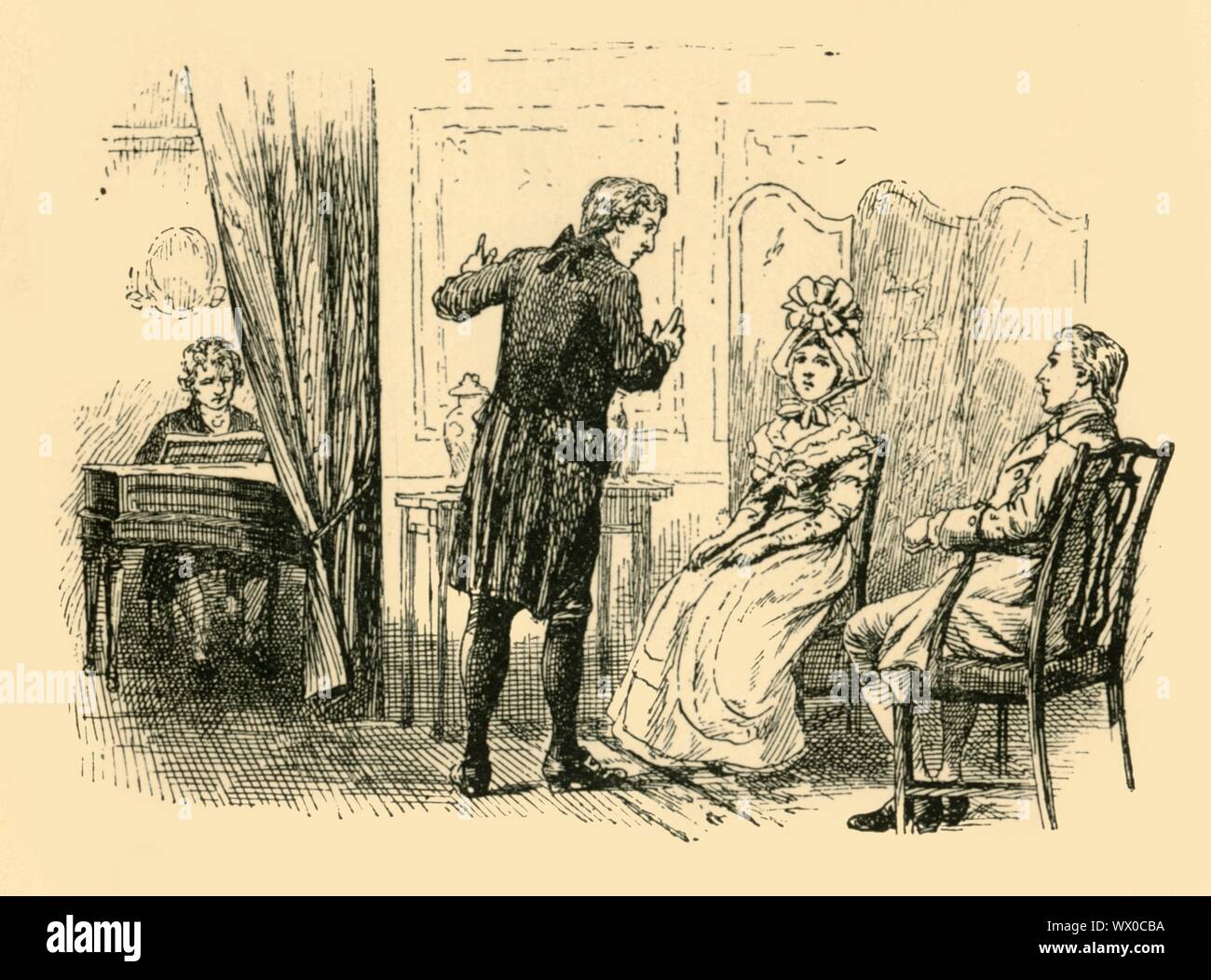 "Faites attention à ce jeune homme, car il va faire du bruit dans le monde quelques jours', (1907). Le teenage Beethoven Mozart visites à Vienne : "Beethoven...si finement improvisés - permettant à ses sentiments pour pénétrer dans la musique comme il a ajouté - qu'un spectateur ne pouvait pas ne pas avoir été frappé par le changement qui est venu sur le visage de Mozart comme il l'a écouté. L'extrait d'oeil qui a laissé la place à l'une de pure merveille...il s'écria, "Faites attention à ce jeune homme, pour qu'il fera du bruit dans le monde entier un jour." Beethoven, pendant ce temps, joué sur et sur, perdu dans les mélodies complexes dont il était hors de tissage Banque D'Images