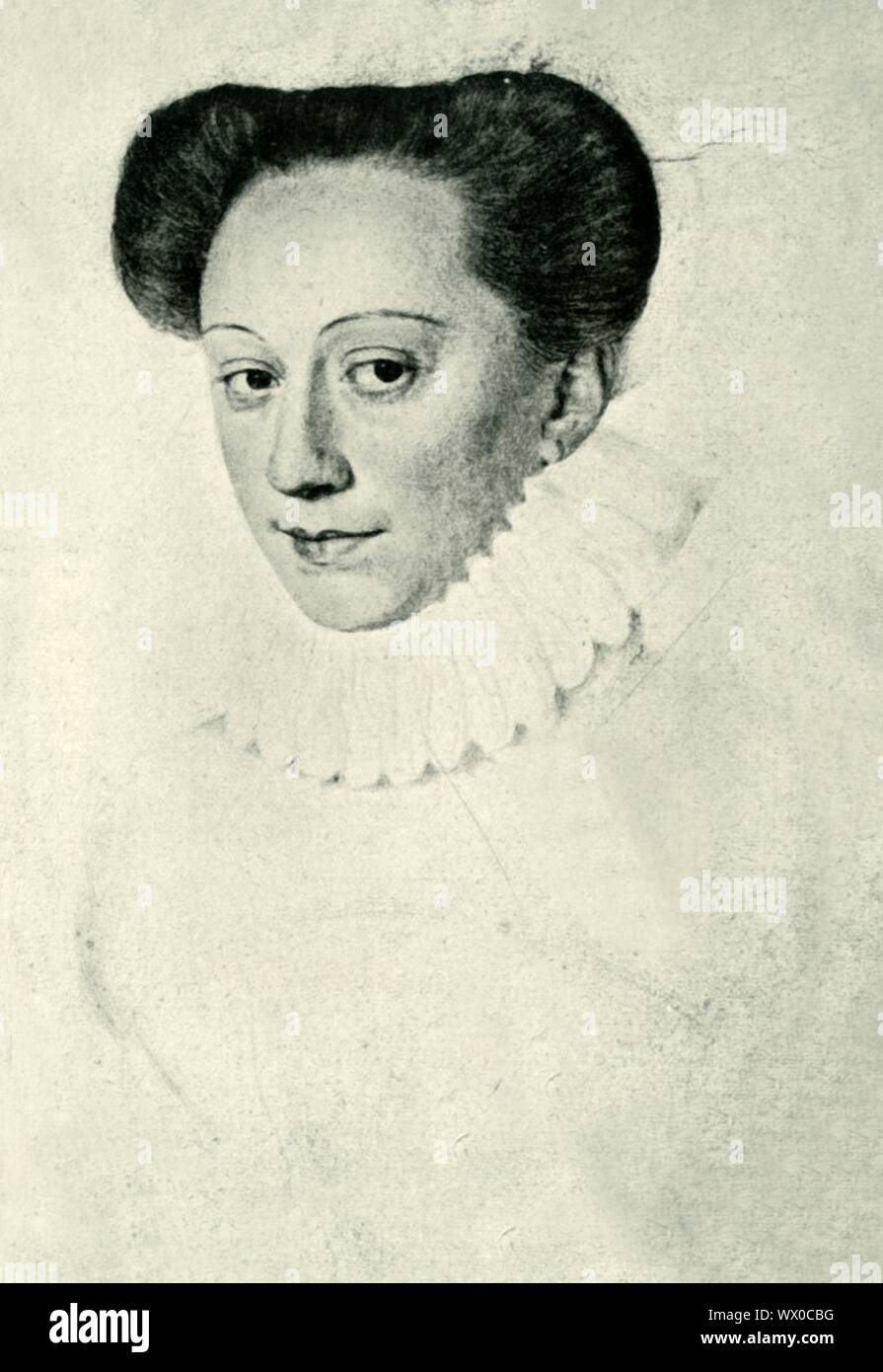 Louise de Lorraine, 1575, (1907). Portrait de Louise de Lorraine-Vaud&# xe9;mont (1553-1601), membre de la Maison de Lorraine qui devient reine consort du roi Henri III de France à partir de 1575 jusqu'à 1589. Après un travail de 1575 par Georges Rouget, dans la biblioth&# xe8;que nationale de France, Paris. À partir de "Exposition de portraits, peints et dessin&# xe9;s", (exposition de portraits dessinés et peints), catalogue de la Biblioth&# xe8;que nationale, avril-juin 1907. [Librairie Centrale des Beaux-Arts, Paris, 1907] Banque D'Images