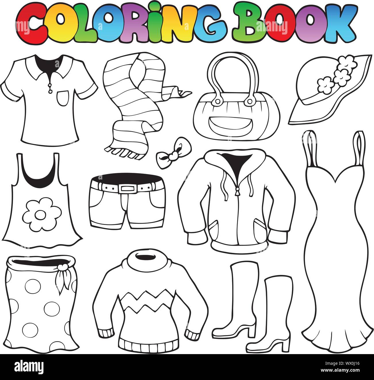 Thème 1 vêtements à colorier Image Vectorielle Stock - Alamy