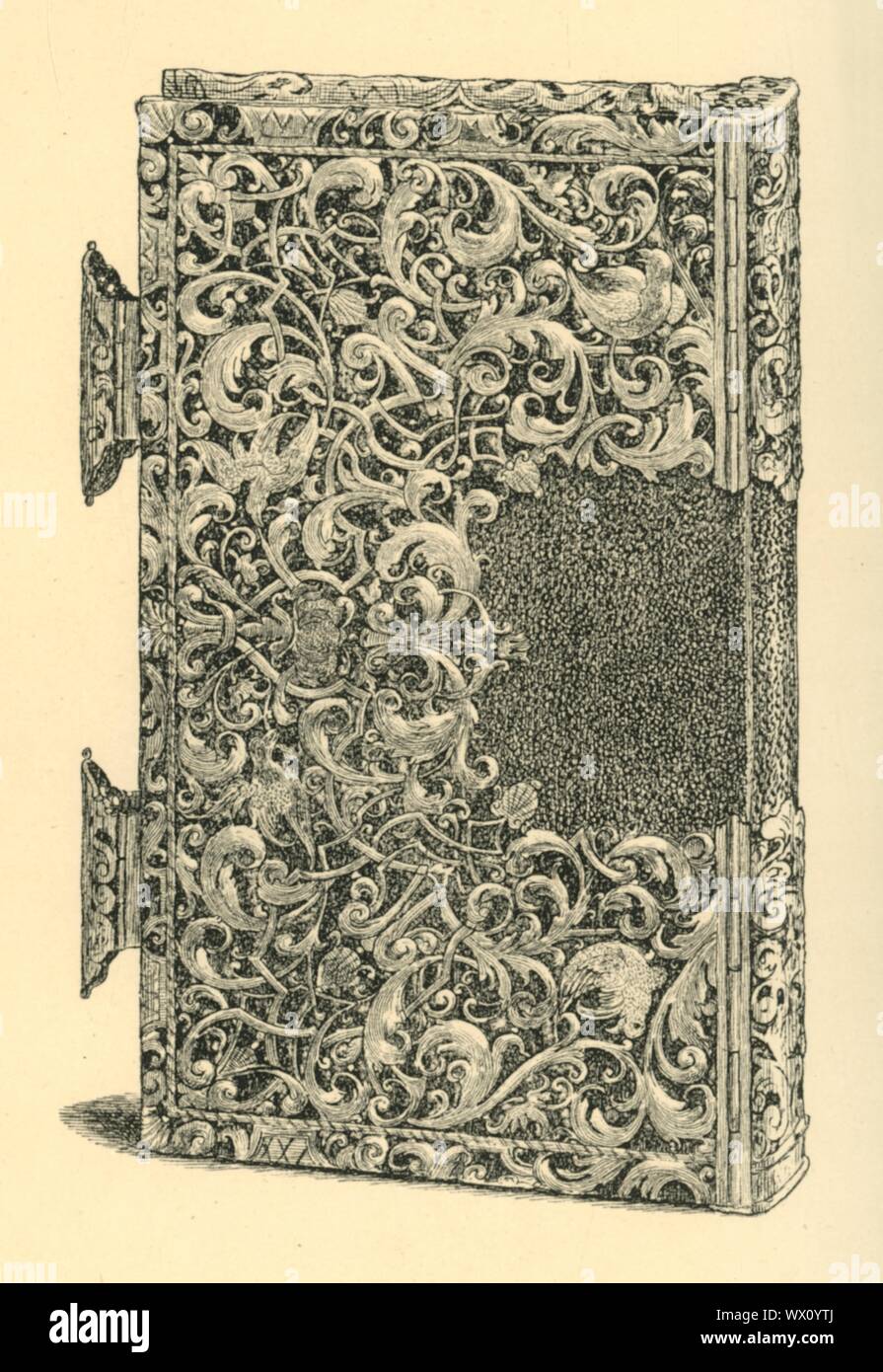 Argent doré, couverture de livre (1881). Gravure sur une couverture de  livre en filigrane, sur la liste de la catégorie 'faux'. À partir de "le  South Kensington Museum", un livre d'illustrations gravées,