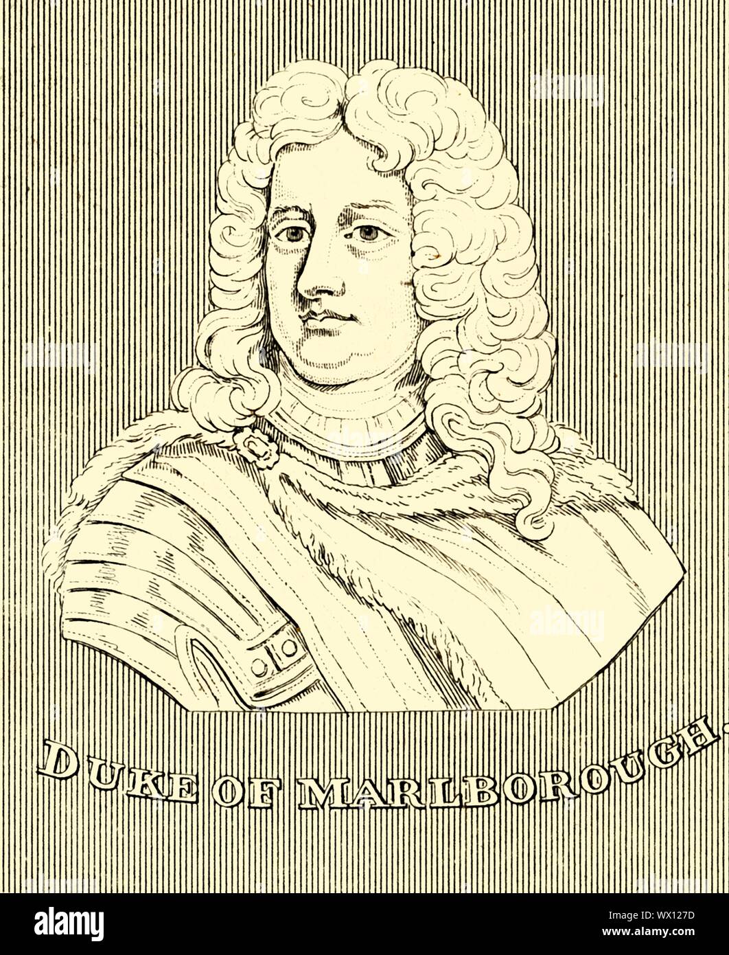 'Duke', de Marlborough (1650-1722), 1830. John Churchill, 1er duc de Marlborough (1650-1722), soldat et homme d'anglais dont la carrière s'étend sur le règne de cinq monarques, une figure clé de la glorieuse révolution et la guerre de neuf ans, se souviendra de son, d'organisation et logistique capacités tactiques. À partir de "Illustrations biographiques", par Alfred Howard. [Thomas Tegg, R. Griffin et Co., J. Cumming, Londres, Glasgow et Dublin, 1830] Banque D'Images