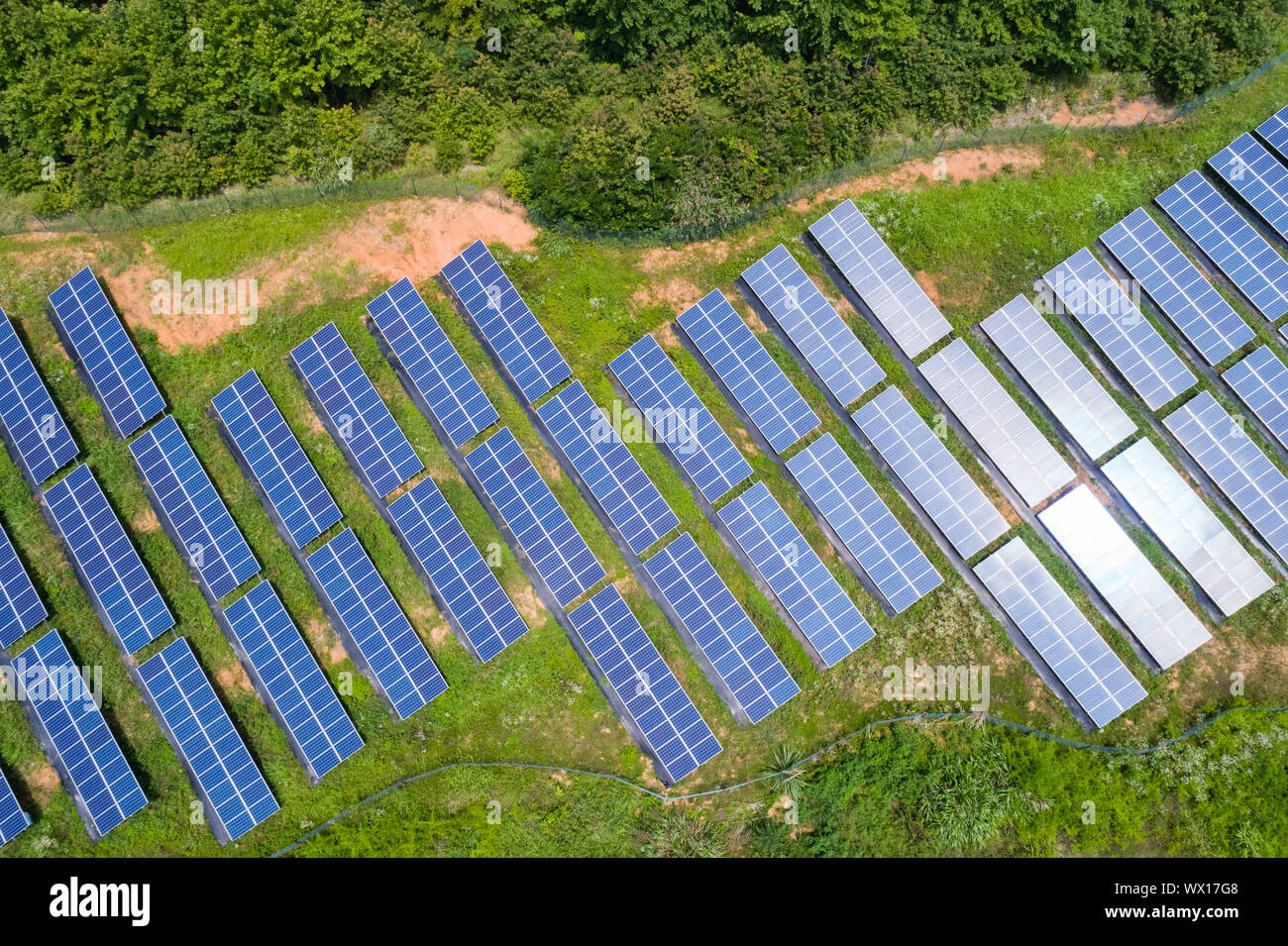 Panneaux photovoltaïques sur hillside Banque D'Images