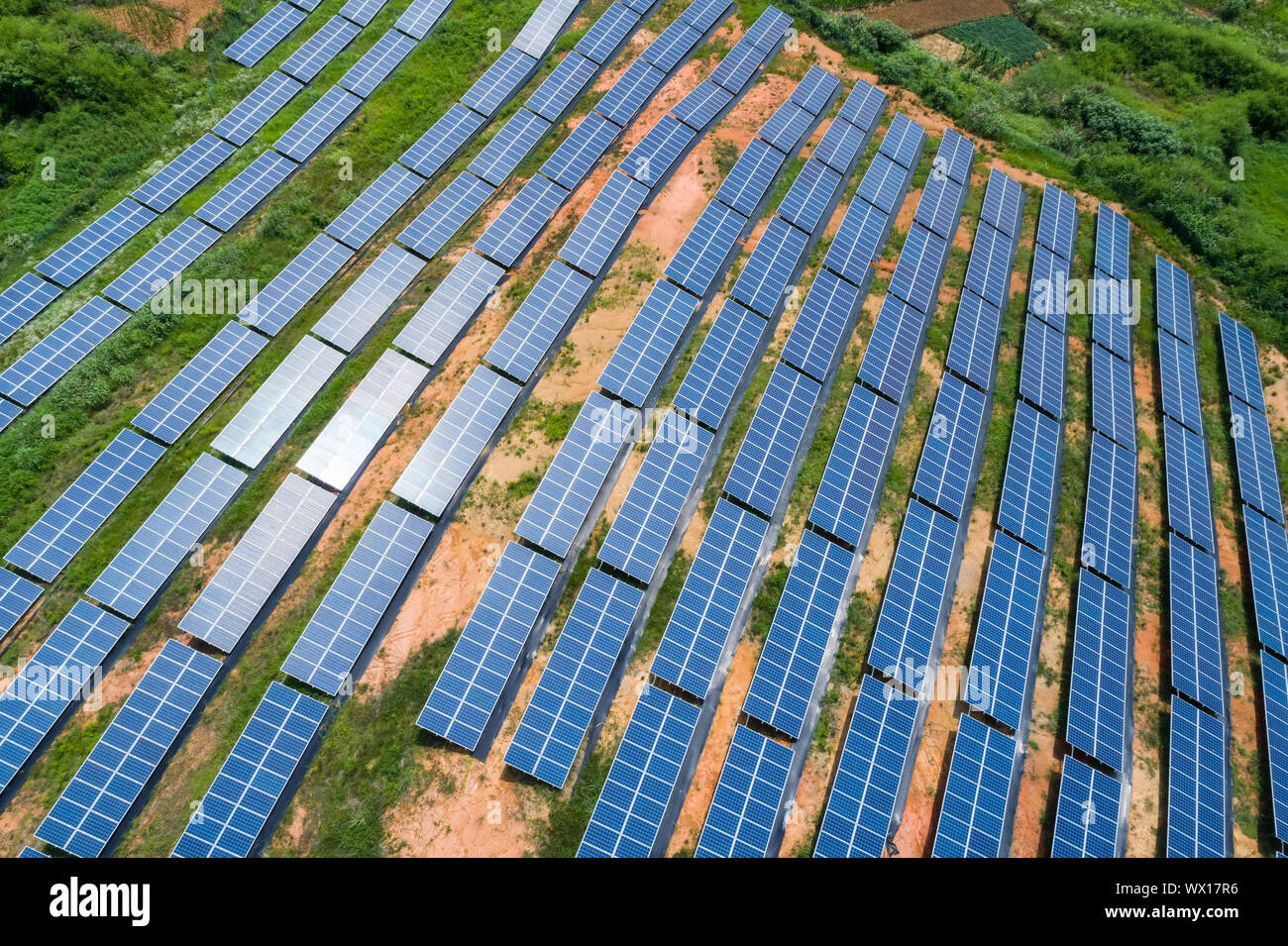 Panneaux photovoltaïques sur hillside Banque D'Images