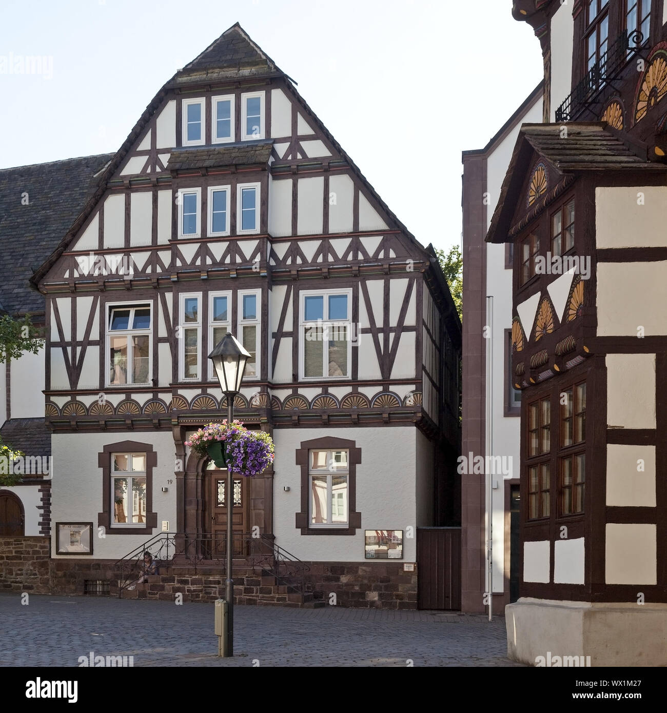 Maison à colombages historique, Vieille Ville, Hoexter, Weserbergland, à l'Est de la Westphalie, Allemagne, Europe Banque D'Images