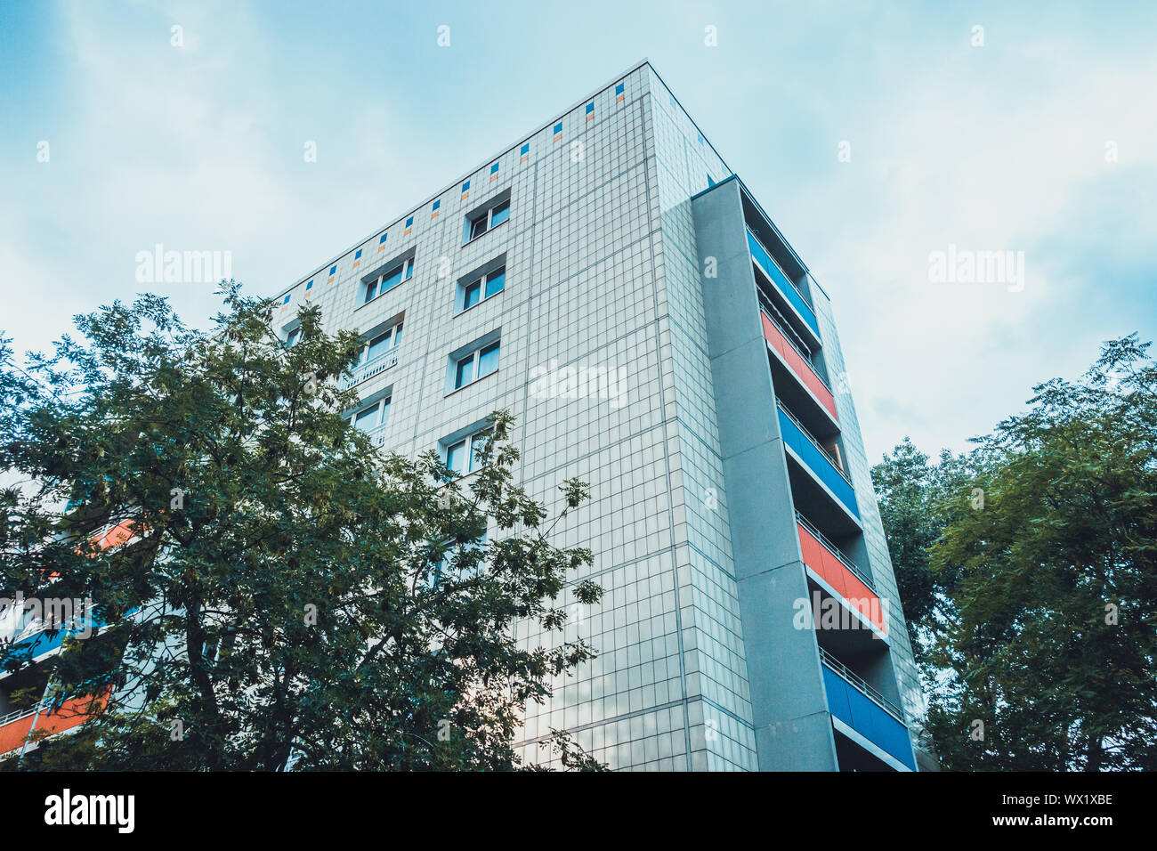 Plattenbau building at East Berlin, Allemagne Banque D'Images