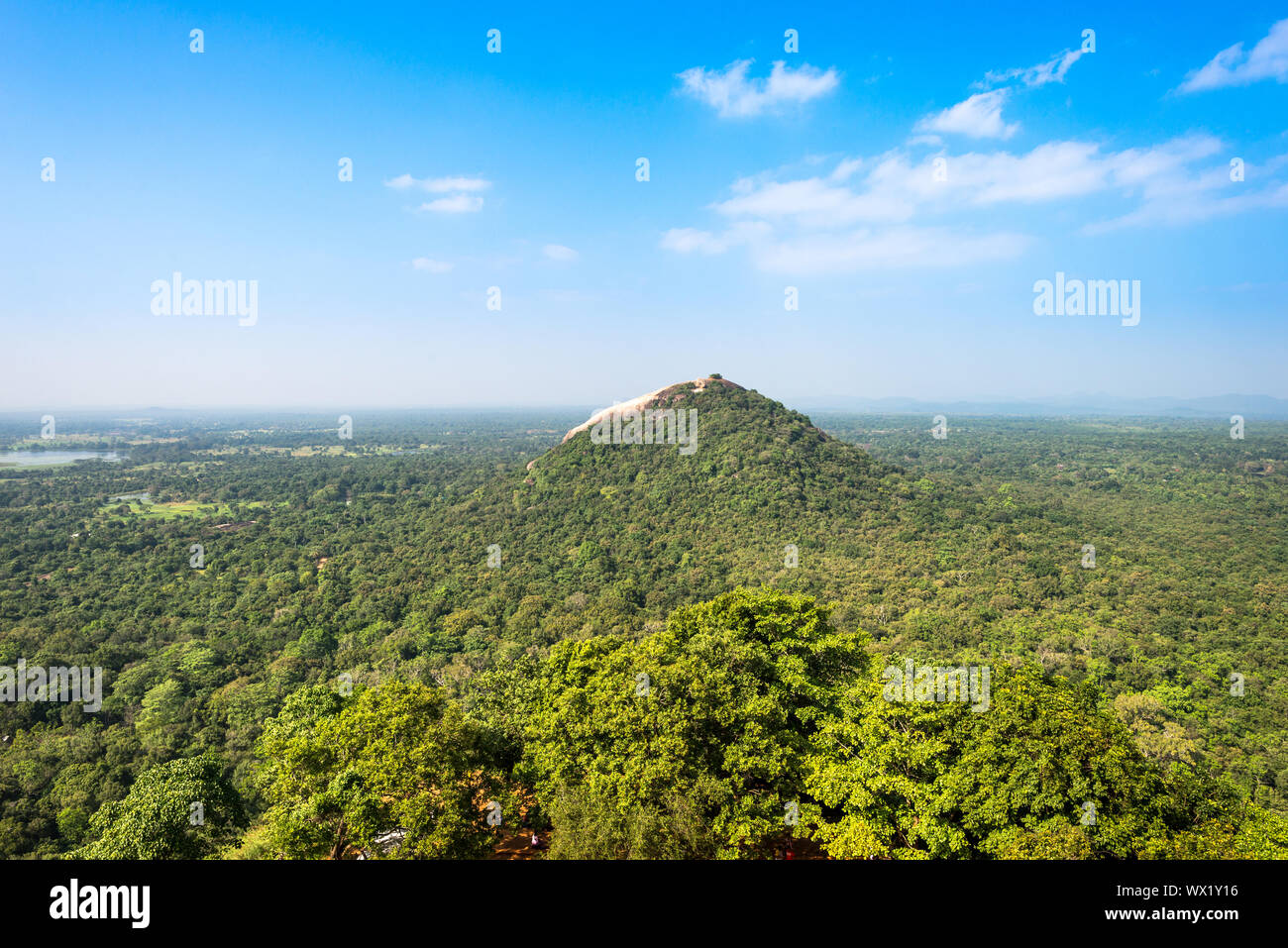 Vue de l'Pidurangala rock, à quelques kilomètres au nord de l'historique Fort Sigiriya Banque D'Images
