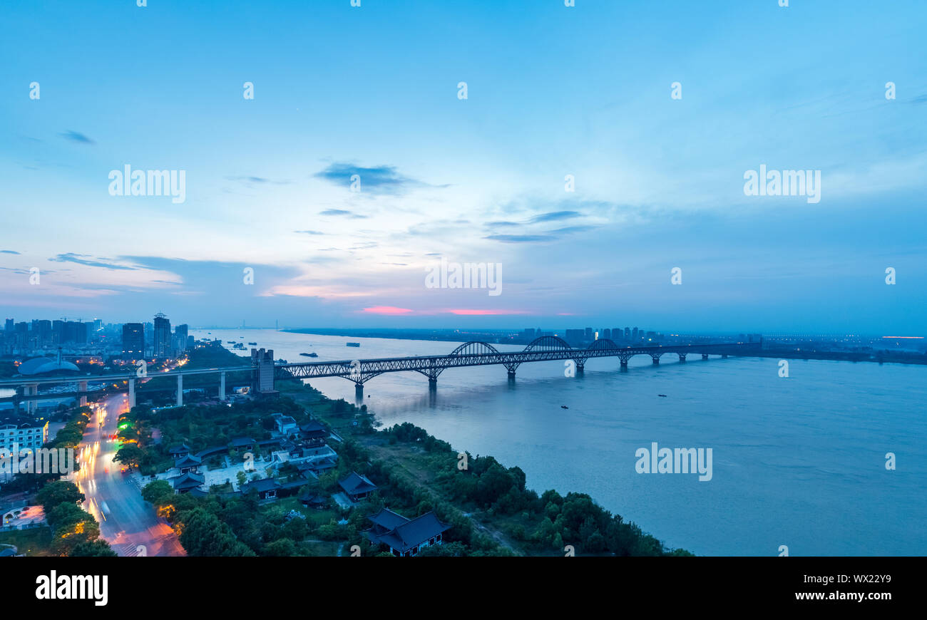 Pont de la rivière Yangtze jiujiang Banque D'Images