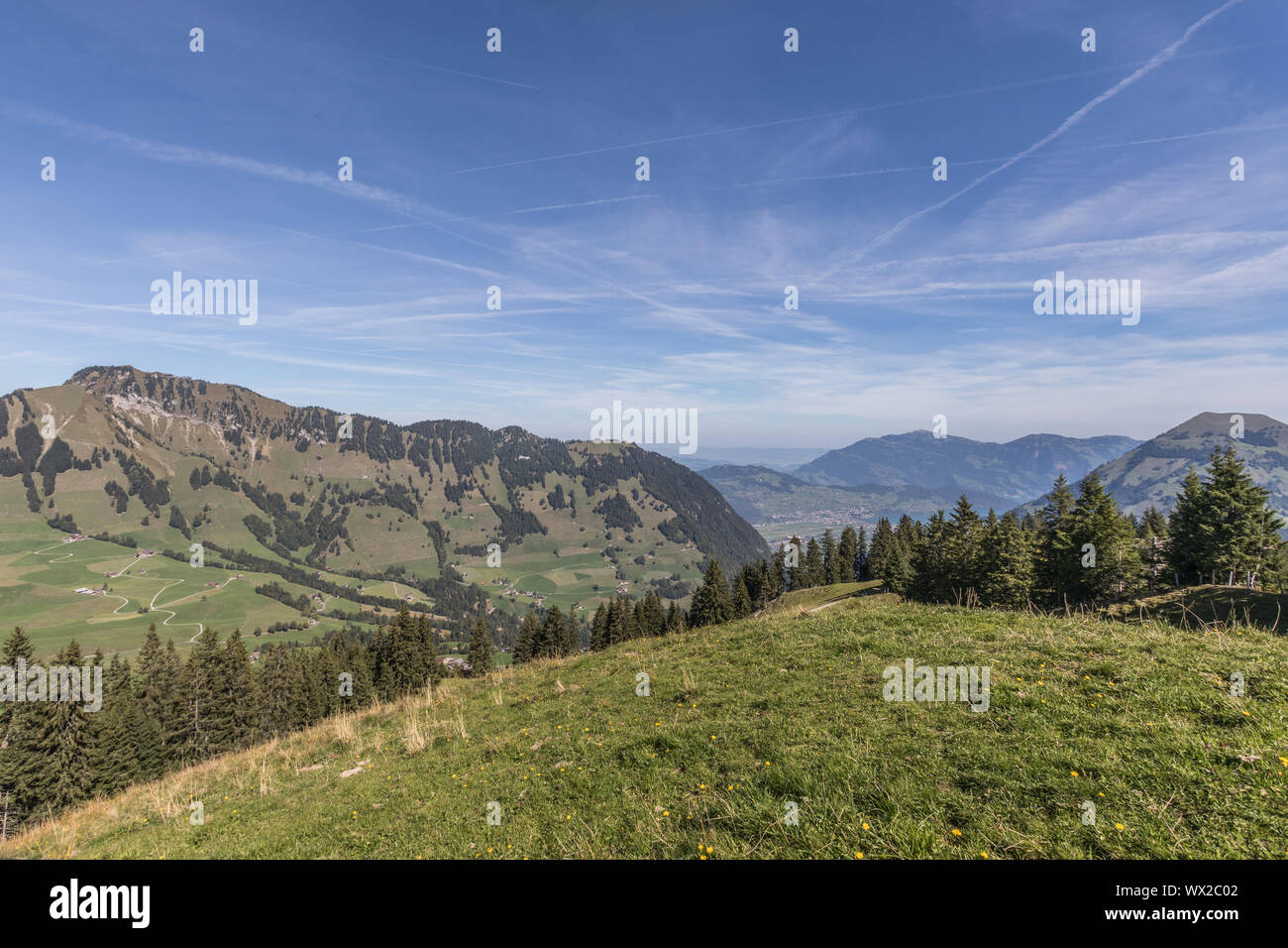 Vue sur le Stanserhorn, Gummenalp, Zurich, Switzerland, Europe Banque D'Images