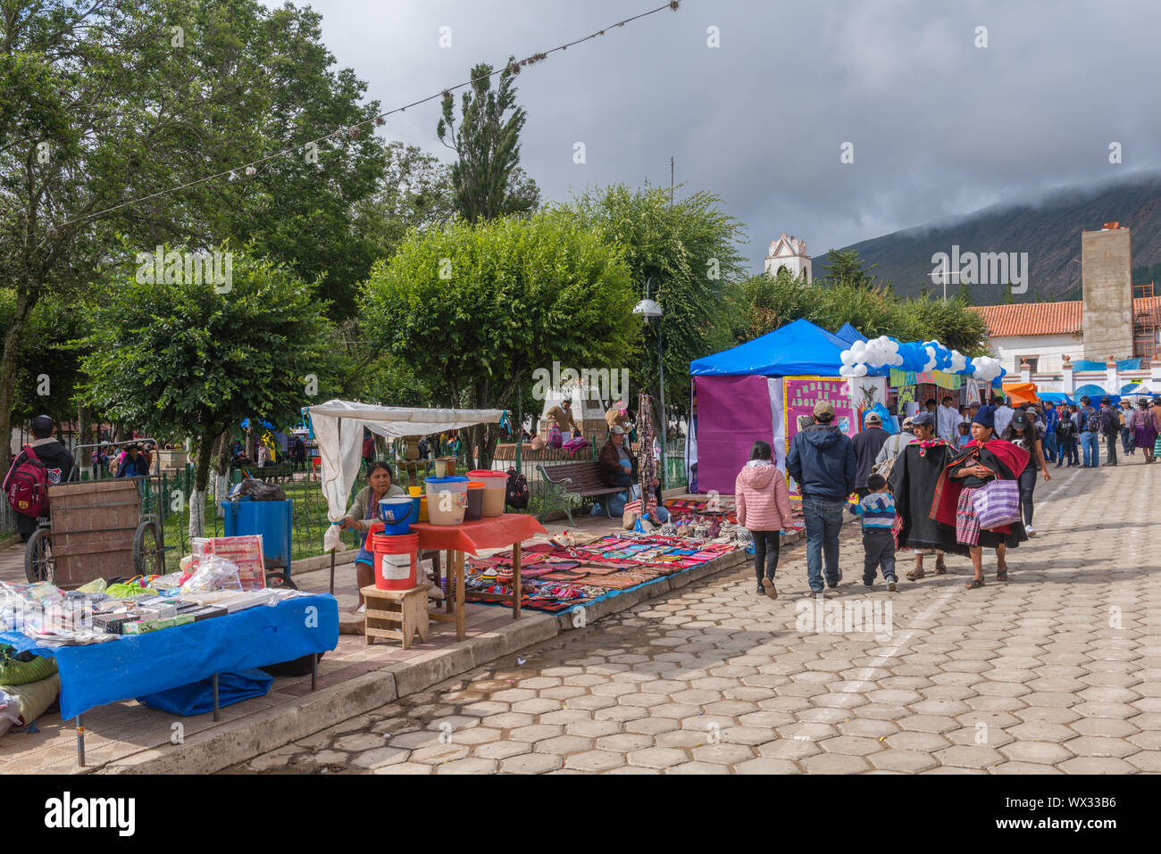 Marché du dimanche de Tarabuco occupé, ministère Sucre, Bolivie, Amérique Latine Banque D'Images