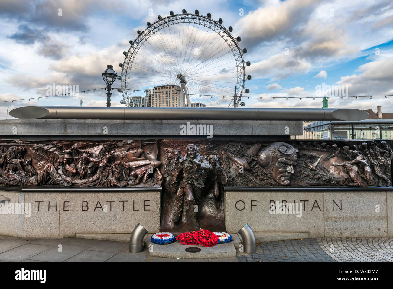 La bataille d'Angleterre sur le mémorial Victoria Embankment, dans le centre de Londres. Banque D'Images