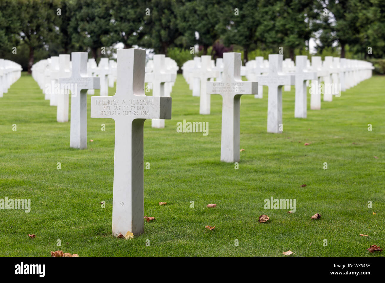 Cimetière Américain WW1 soldats morts à la bataille de Verdun Banque D'Images