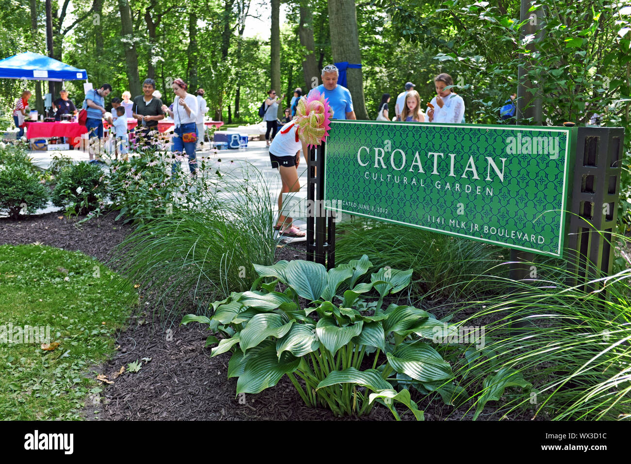 Jardin culturel croate dans les jardins culturels du parc Rockefeller à Cleveland, Ohio, États-Unis. Banque D'Images