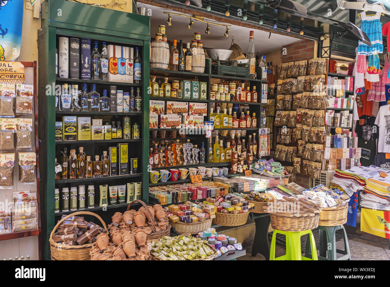 Boutique de souvenirs, vieille ville, Kerkyra, Corfou, Grèce, Europe Banque D'Images