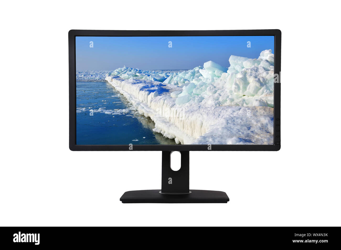 Jetée de givre sur un moniteur d'ordinateur Banque D'Images