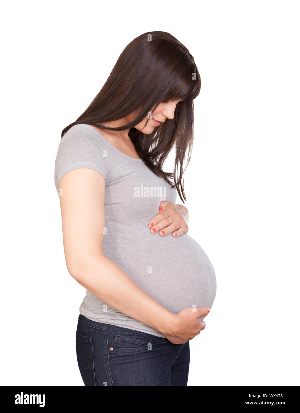 Femme enceinte au troisième trimestre Banque D'Images