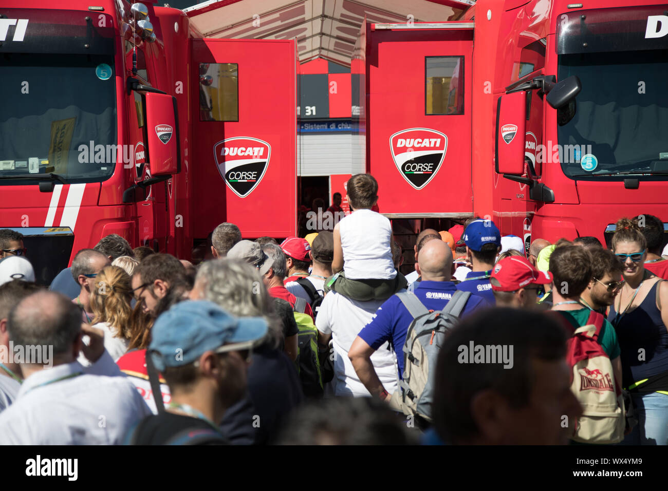 Les enclos de Misano World Circuit Marco Simoncelli lors de week-end MotoGP 2019 Banque D'Images