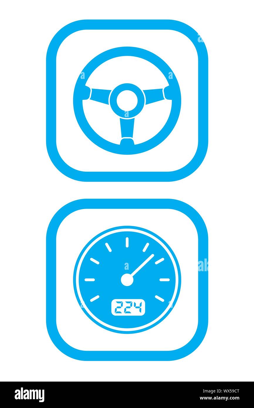 Les icônes et le compteur de roue Illustration de Vecteur