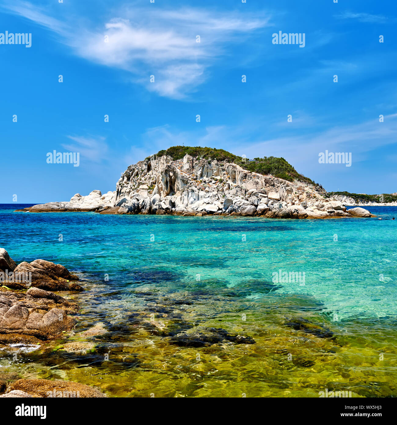Belle plage paysage, Sithonia, Grèce Banque D'Images