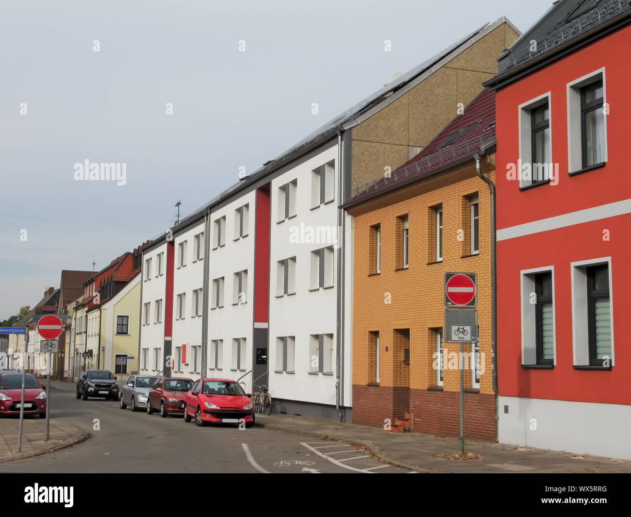 Fürstenwalde, rangée de maisons rénovées Banque D'Images