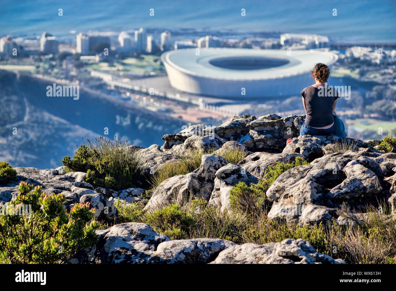 Cape Town, vue depuis la montagne de la table Banque D'Images
