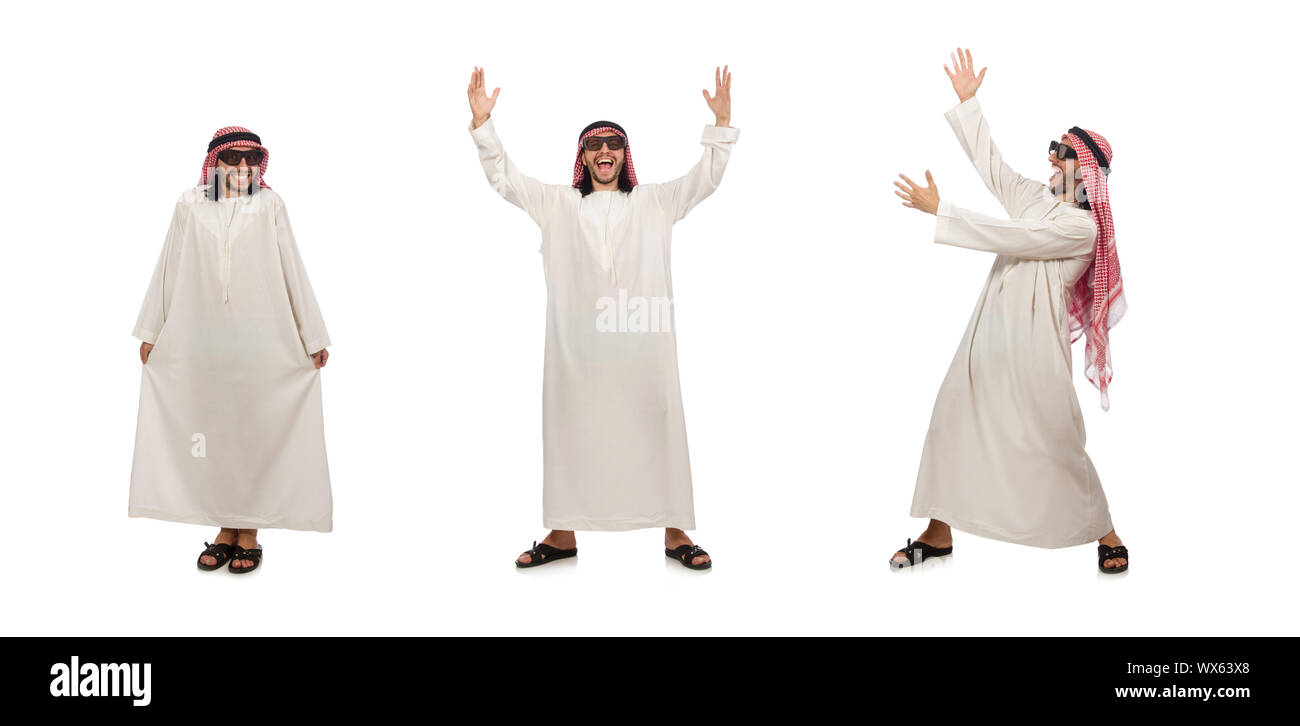 Heureux l'homme arabe isolated on white Banque D'Images