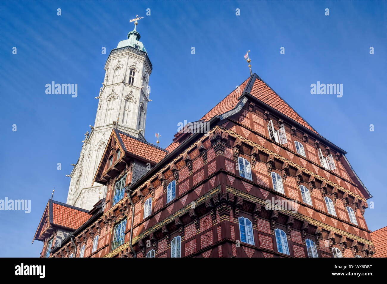 Vieille Balance et Andreaskirche Banque D'Images