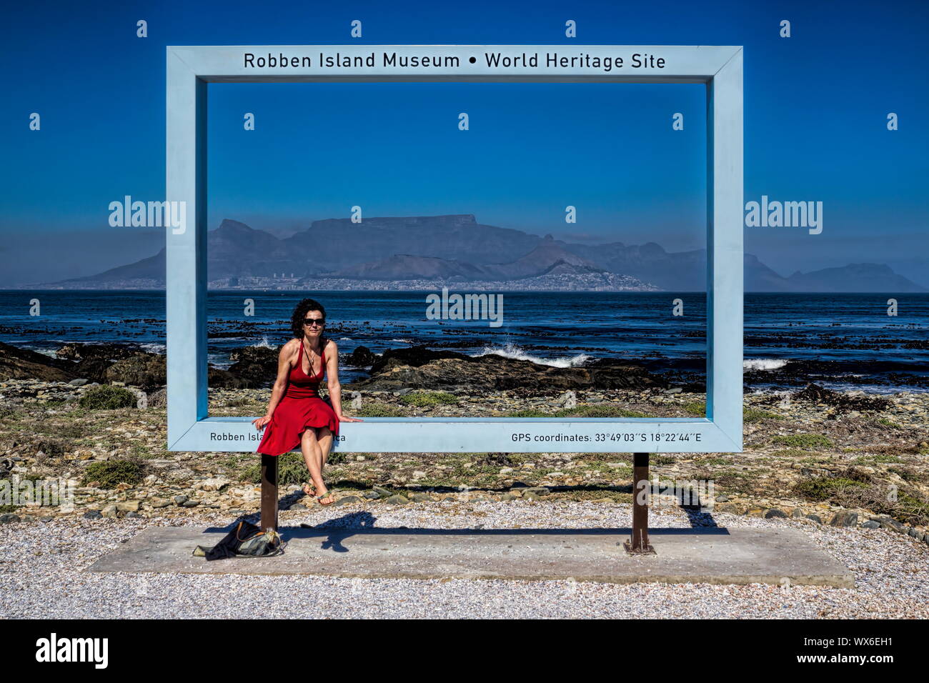 Femme à Robben Island Banque D'Images